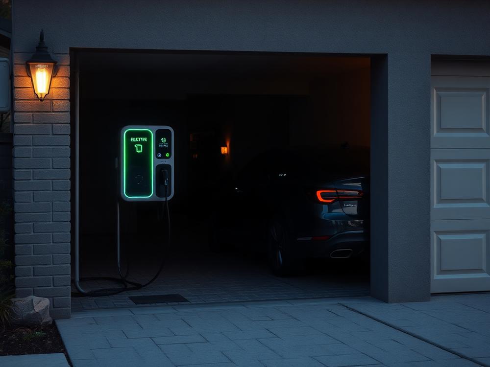 Electric vehicle charging station being installed